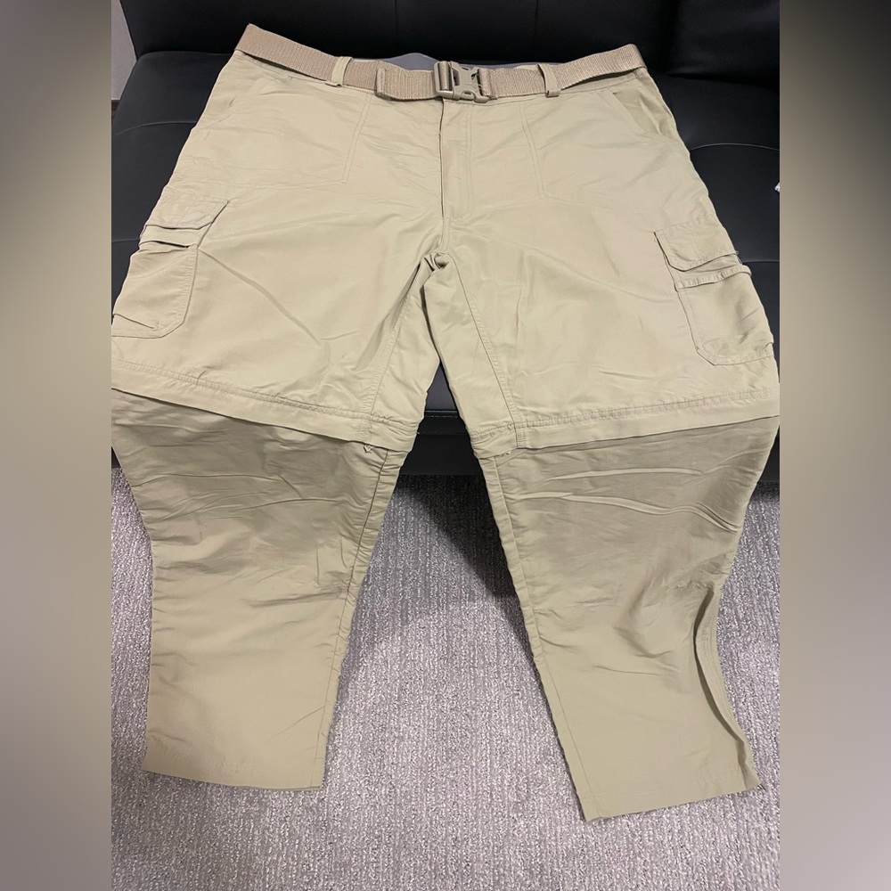 Cabelas cargo khakis pants. Legs can be unzipped to make shorts